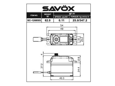 SAVÖX SC-1268SG Standard Size Coreless Digital Servo 7,4V 26kg/0,11sek