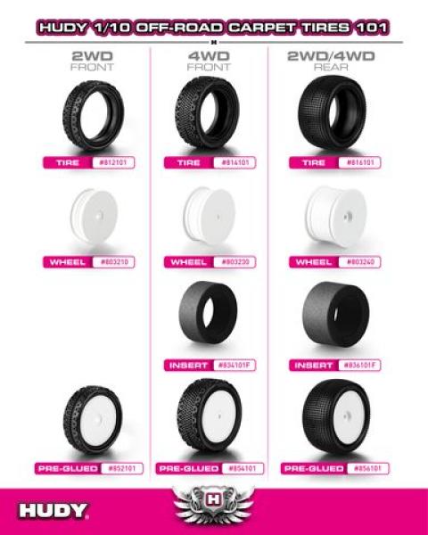 HUDY 1/10 OFFROAD REIFEN GEKLEBT 2WD/4WD HECK CARPET