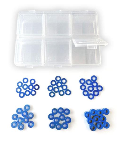 Alu Unterlegscheiben Set Blau (60) H-SPEED je 10Stk. 0.25, 0.5, 1.0, 1.5, 2.0, 3.0mm